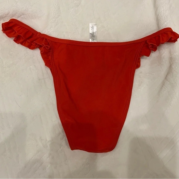 Wolf & Whistle Exclusive Red Beach Bikini Bottom with Ruffle Sides NWT Size 4 - Picture 3 of 4